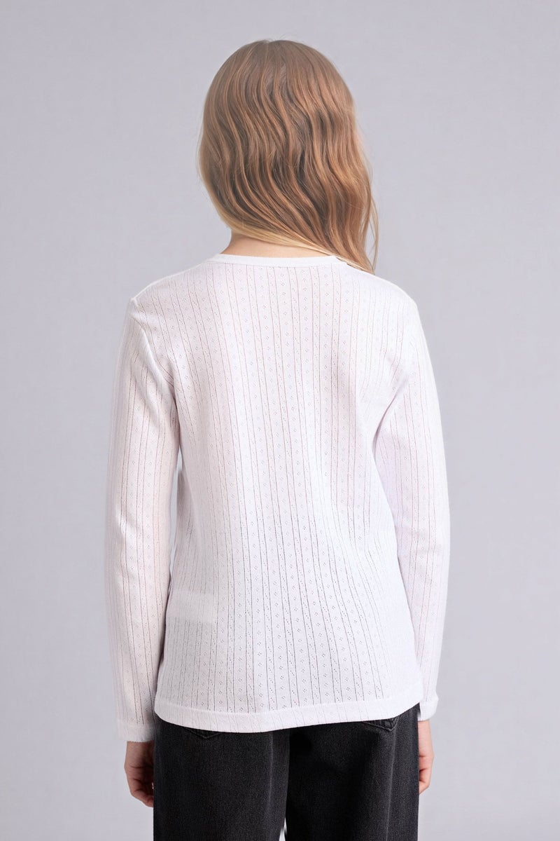 DeFacto White Girl Girl Cotton Crew Neck Top Casual - Image 5